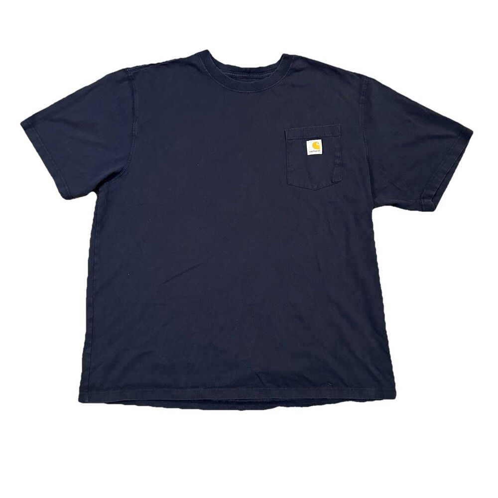 Carhartt Mens XL K87 Loose Fit Heavyweight Short Sleeve Pocket T-Shirt Navy Blue